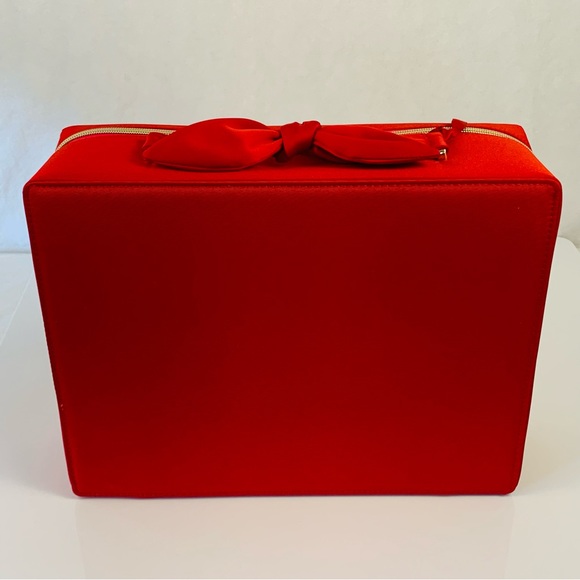 Estée Lauder Red Pink Peppermint Makeup Train Zip Case Travel Bag - Picture 10 of 12